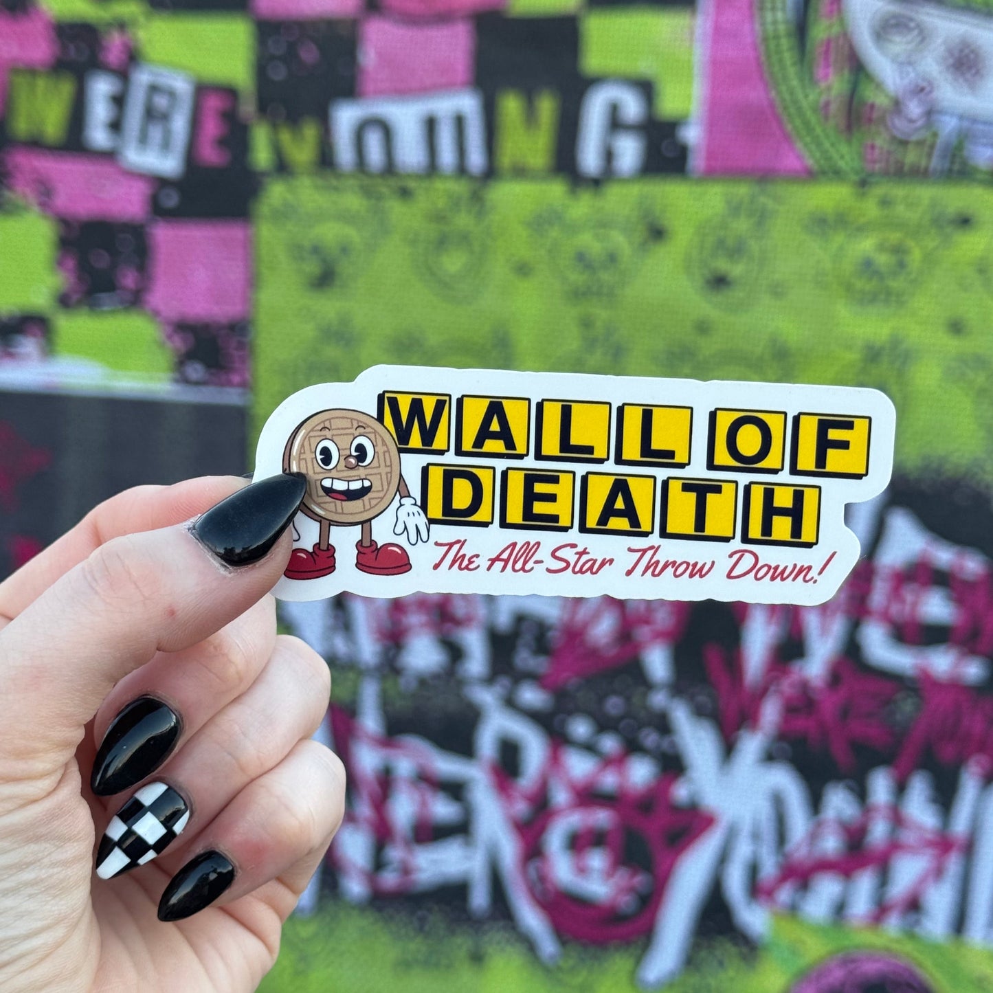 Waffle Wall of Death Waterproof Sticker
